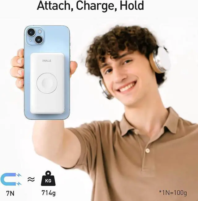 Alt view image 7 of 7 - iWALK MAG-X Magnetic Wireless Power Bank with iWatch Charger,10000mAh PD Fast Charging Portable Charger Compact Battery Pack Compatible with iPhone 15/14/13/12 Series,Apple Watch Ultra/8/7/6/5/4