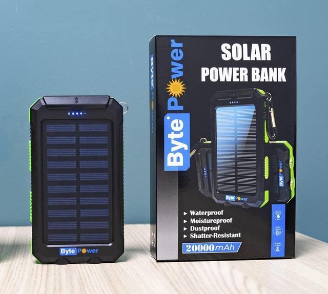Alt view image 2 of 7 - SolarCharger Power Bank 20000mAh, Portable Solar Pone Charger with Compass,Carabiner, Whistle,Flashlights,Solar Panel Charger,Camping Gear Accessory (Green)