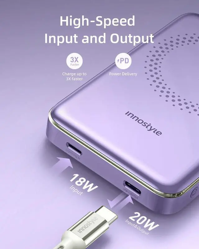 Alt view image 6 of 7 - Magnetic Wireless Power Bank, 10000mAh Magnetic iPhone Charger with USB-C Cable PD 20W Fast Charging, Wireless Portable Charger for iPhone 15/14/13/12 Plus Mini Pro Max