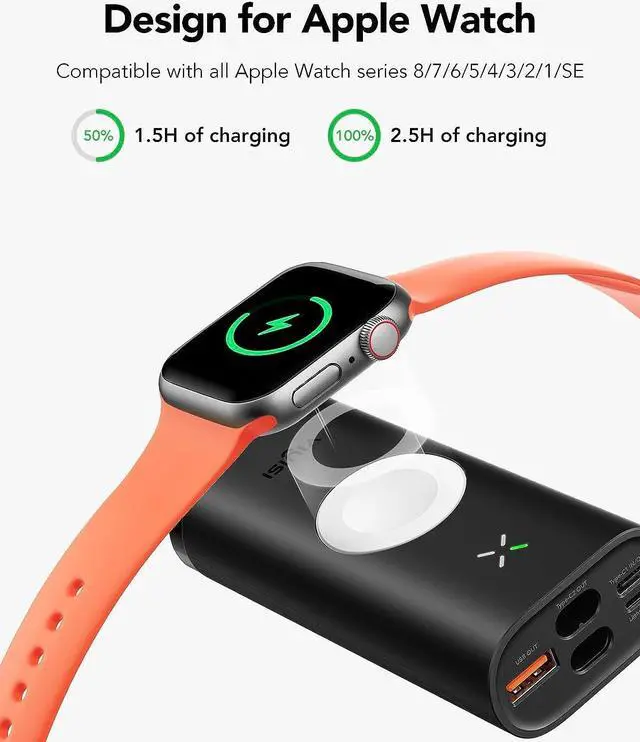 69【美品】AppleWatch+iPhone2-in-1急速10000mAh Portable Charger for Apple Watch, 10000mAh Power Bank 20W PD