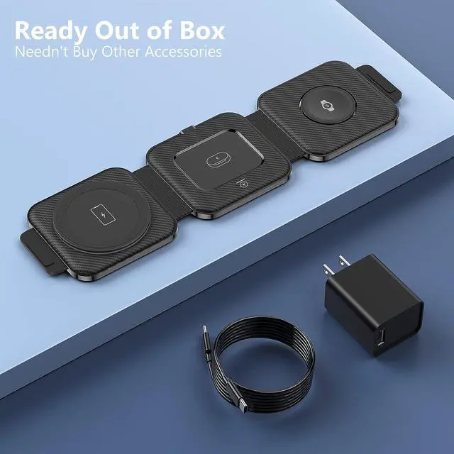 Alt view image 7 of 7 - Travel Charger for Samsung Multi Devices, Foldable 3 in 1 Wireless Charging Station Fast Charging Stand/Pad Compatible for Samsung Galaxy S24Ultra/S23/S22/S21/Note20 Galaxy Watch7/6/5/4/3 Galaxy Buds3