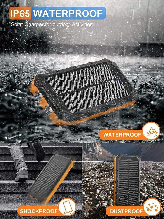 Alt view image 7 of 7 - Solar-Power-Bank-Portable-Charger-42800mAh Solar Phone Charger with 4 USB Ports/LED Flashlight Fast Charge USB C External Backup Battery Pack Compatible with iPhone Tablet, for Outdoor, Camping