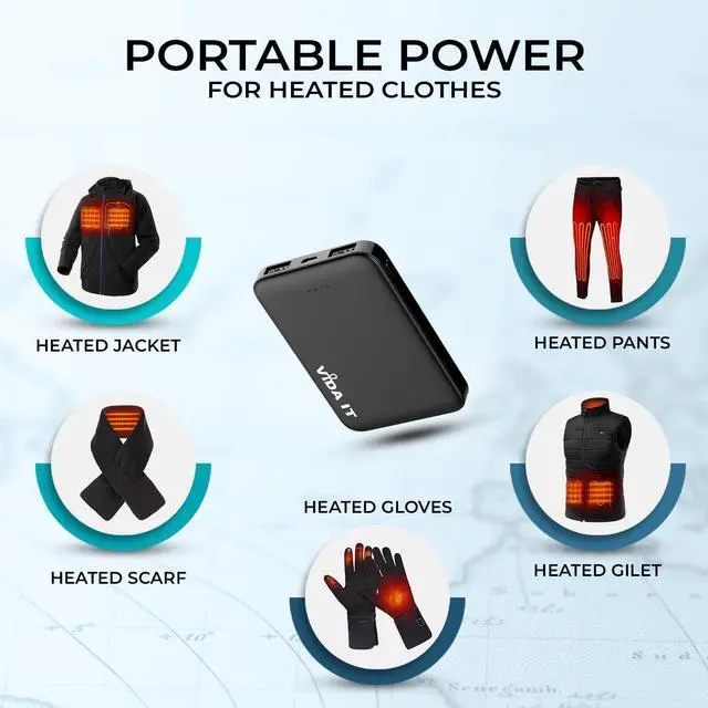 Alt view image 2 of 7 - Vida IT 2-Pack Ultra Compact Power Bank Battery Pack for Heated Vest Jacket Coat Scarf Socks, 5000mAh USB Power Pack Portable Charger for iPhone Samsung Android Phone, Lightweight and Small 2A 5V DC