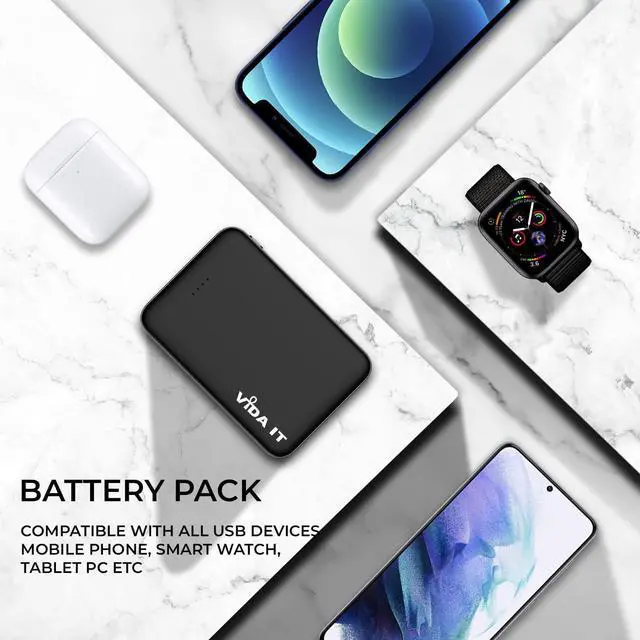 Alt view image 7 of 7 - Vida IT 2-Pack Ultra Compact Power Bank Battery Pack for Heated Vest Jacket Coat Scarf Socks, 5000mAh USB Power Pack Portable Charger for iPhone Samsung Android Phone, Lightweight and Small 2A 5V DC