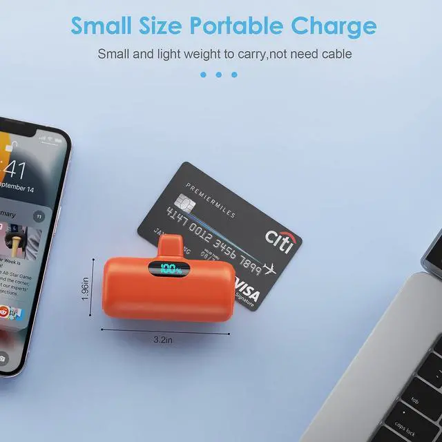 Alt view image 6 of 7 - Small Portable Charger for iPhone, Upgraded 5000mAh PD Fast Charging Power Bank, Mini Plug-in Battery Pack Backup Charger Compatible with iPhone 14/14 Pro Max/13/13 Pro/12 Pro/11/XS/XR/X/8/7/6-Orange