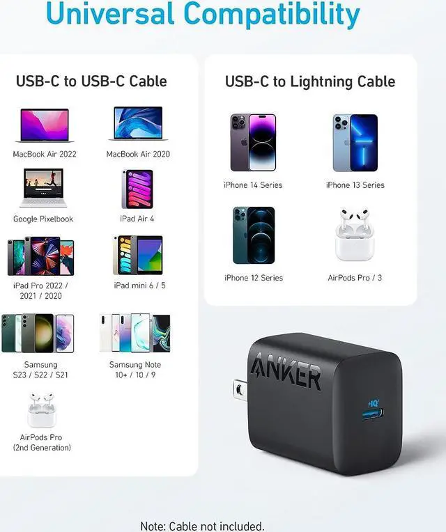 Alt view image 6 of 6 - 30W USB-C Charger 312 Charger with Compact & Foldable Design Fast Charging for iPhone 16/15 Series  S23 MacBook Air Pixelbook iPad Pro & More (2Pack Cable Not Included)