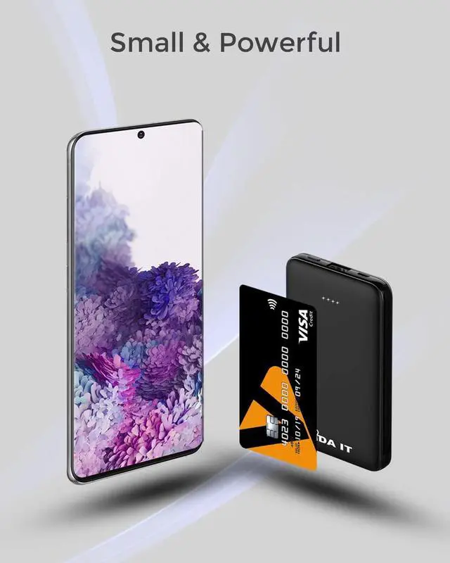 Alt view image 2 of 7 - Vida IT Compact Power Bank Portable Charger for Samsung Galaxy S22 S21 S10 S7 Edge Motorola LG Google Pixel Android Cell Phone USB-C External Battery Pack 5000mAh with Built-in Cable