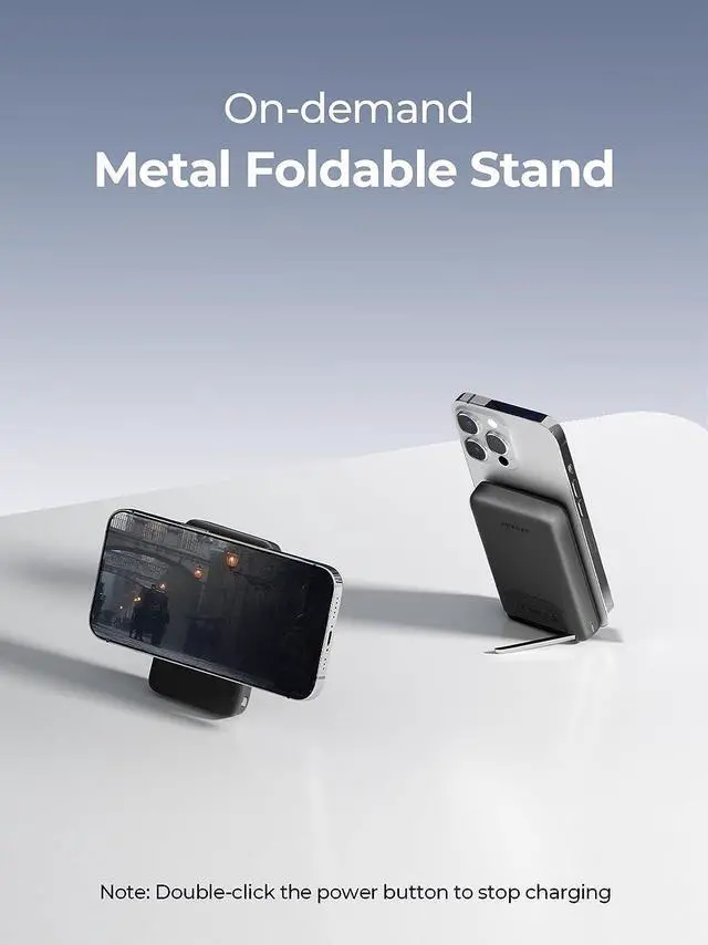 Alt view image 3 of 7 - Magnetic Battery Pack 10000mAh for MagSafe, Foldable Kickstand Wireless Portable Charger with 30W USB-C Fast Charging, Only for iPhone 15/15 Plus/15 Pro/15 Pro Max, iPhone 14/13/12 Series