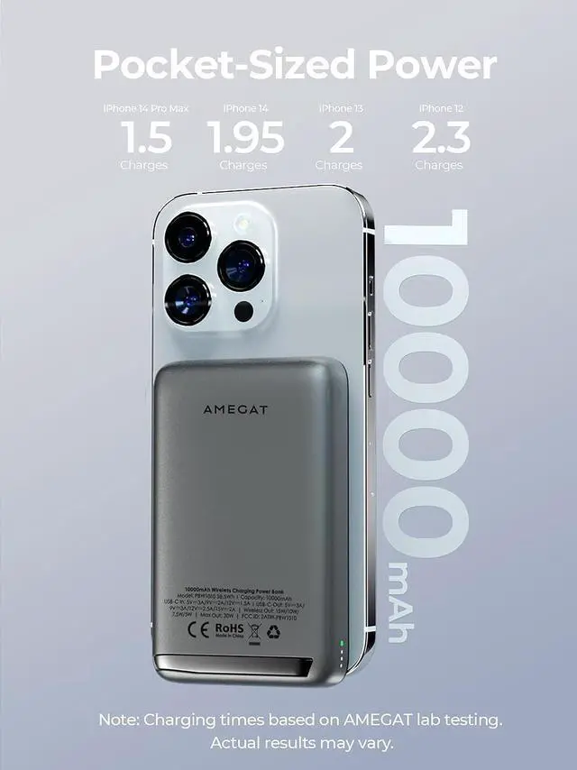 Alt view image 5 of 7 - Magnetic Battery Pack 10000mAh for MagSafe, Foldable Kickstand Wireless Portable Charger with 30W USB-C Fast Charging, Only for iPhone 15/15 Plus/15 Pro/15 Pro Max, iPhone 14/13/12 Series