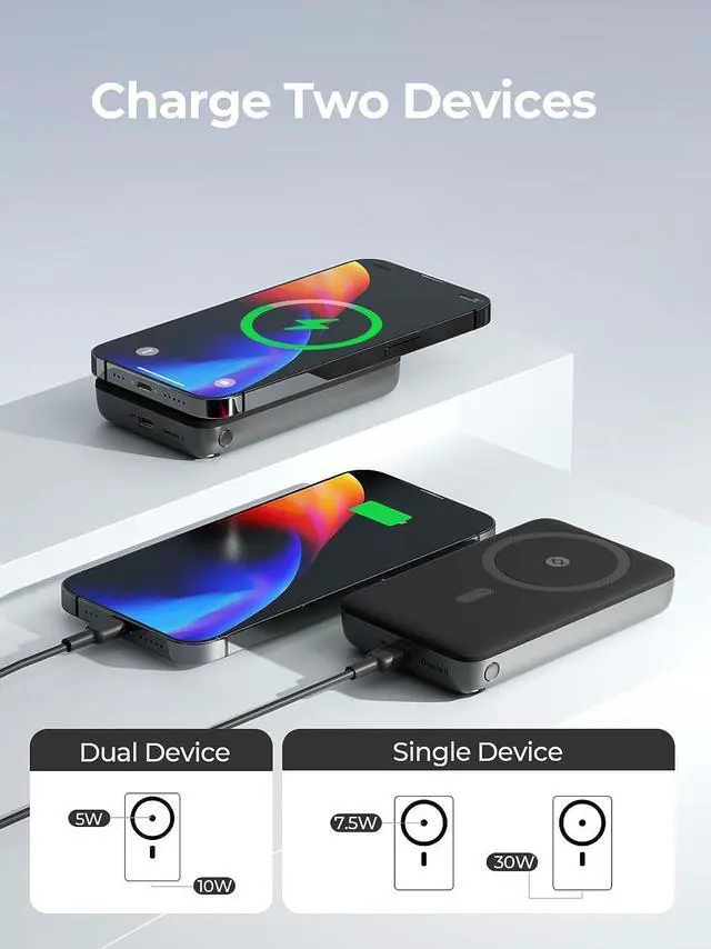 Alt view image 6 of 7 - Magnetic Battery Pack 10000mAh for MagSafe, Foldable Kickstand Wireless Portable Charger with 30W USB-C Fast Charging, Only for iPhone 15/15 Plus/15 Pro/15 Pro Max, iPhone 14/13/12 Series