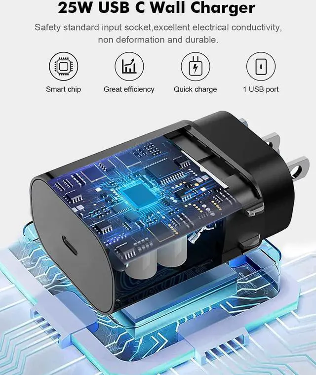 Alt view image 5 of 7 - 25W Fast Charge Type C Samsung Super Fast Charging 2 Pack with 10FT USB C Cable Charger for Samsung Galaxy S23 Ultra Charger S23/S23+/S22 Ultra/S22+/S22/S21/S20/Z Fold 4,3/Z Flip 4,3 S10/S9/S8