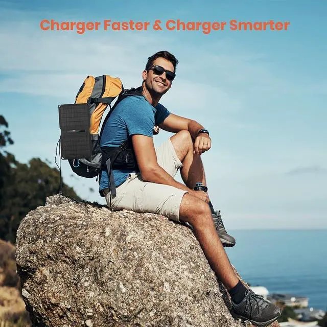 Alt view image 2 of 7 - 10W Portable Solar Panel 5V 2A(Max) Foldable Solar Charger,IP67 Waterproof Monocrystalline Silicon Cells with USB Port Compatible with Cell Phones,Mini Fans for Outdoor Camping,Backpacking,Hiking