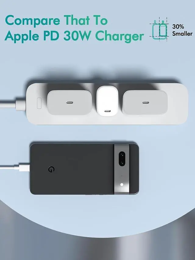 Alt view image 4 of 6 - 30W USB C Super Fast Charger - for Google Pixel 8/8 Pro/7/7 Pro/6,Samsung Galaxy S21/S22,Note 20,iPad Pro 12.9/11 inch,MacBook Air(6 FT Cable)