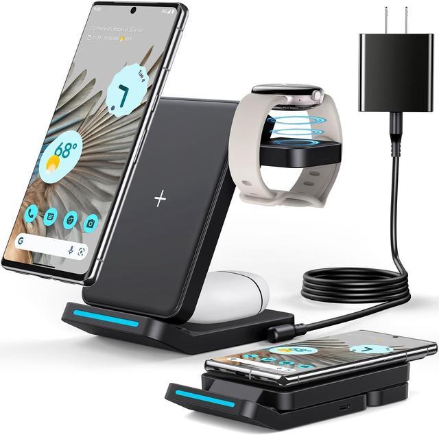 Houflody 3 in 1 Foldable Wireless Charging Station for Google