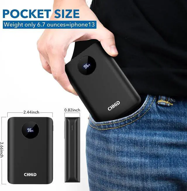 Alt view image 3 of 7 - 5V 2A Heated Vest Battery Pack,LCD Display Power Bank Heated Jacket,PD 22.5W Fast Charging 10000mAh Portable Charger,Battery Phone Charger for iPhone,Android etc.
