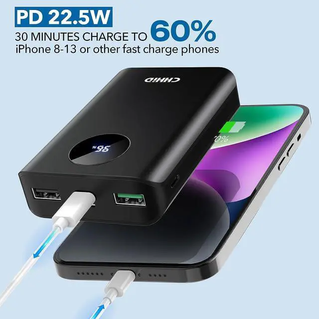 Alt view image 4 of 7 - 5V 2A Heated Vest Battery Pack,LCD Display Power Bank Heated Jacket,PD 22.5W Fast Charging 10000mAh Portable Charger,Battery Phone Charger for iPhone,Android etc.