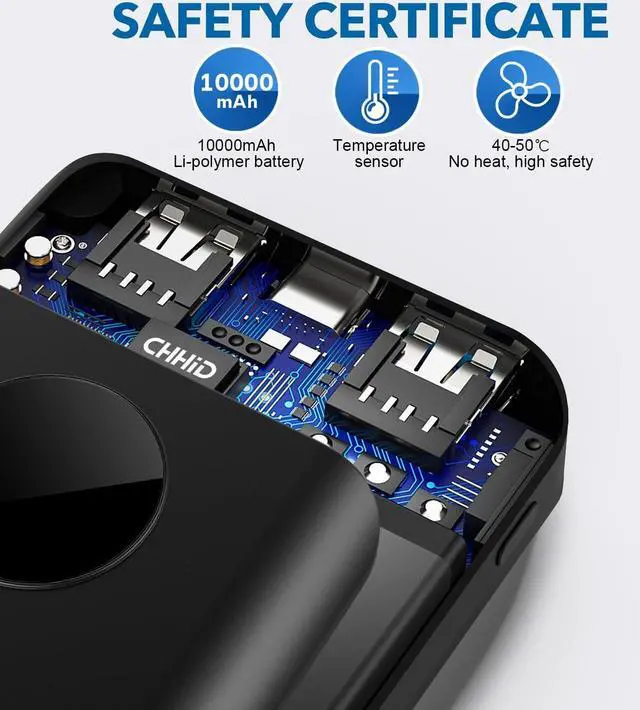 Alt view image 7 of 7 - 5V 2A Heated Vest Battery Pack,LCD Display Power Bank Heated Jacket,PD 22.5W Fast Charging 10000mAh Portable Charger,Battery Phone Charger for iPhone,Android etc.