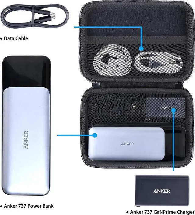 Alt view image 7 of 7 - khanka Hard Travel Case Replacement for Anker 737 Power Bank (PowerCore 24K), 24,000mAh 3-Port Portable Charger, Case Only