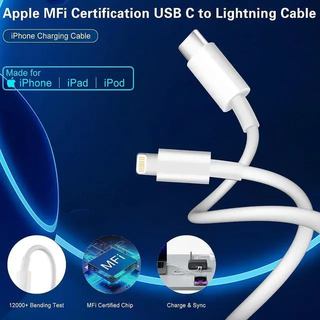 Alt view image 6 of 7 - Fast Charger iPhone Dual Port A/C Charging Adapter 2Pack Quick Double Wall Charger Block  Charger Block 10FT USBC to Lightning Cable for iPhone 14/13/12/11/ProMax/XS/XR