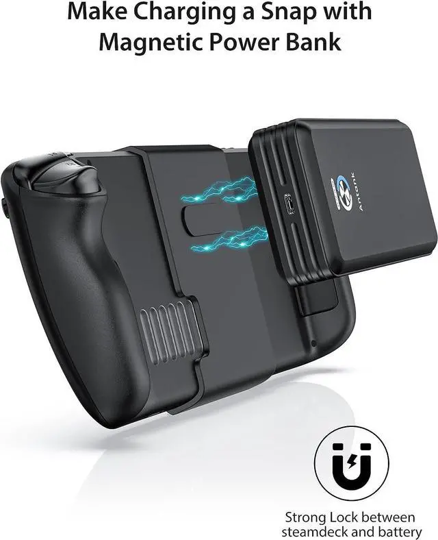 Alt view image 4 of 7 - Antank Magnetic Power Bank Compatible with Steam Deck, 20000mAh 45W PD Fast 3.0 Charging Portable Battery Bank, External Battery Pack with Removable Magnetic Back Mount & Dual USB-C Cable