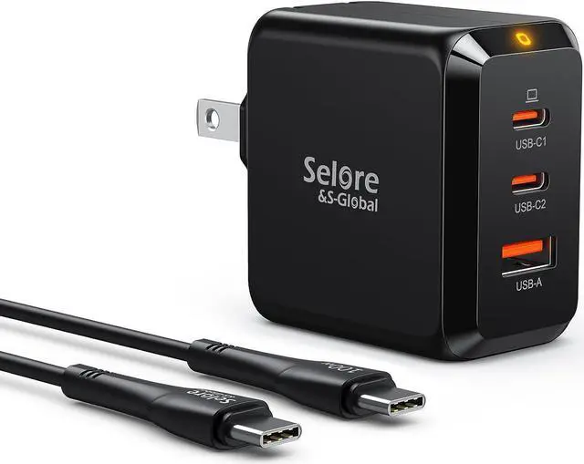 Main image of USB C Charger Block, SELORE 67W Fast Charging Adapter, 3-Port GaN Charger Foldable USB-C Wall Charger for MacBook Pro/Air, iPad Pro, Galaxy S23/S22, iPhone 15/14, Dell XPS, Laptop