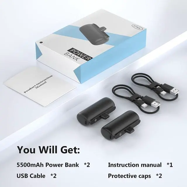 Alt view image 5 of 6 - Power Bank for iPhone (2pack), Upgraded 5500mAh Portable Charger iPhone Fast Charging, Ultra-Compact Cordless iPhone Battery Pack, Portable Charger for iPhone 14/14 Pro Max/13/13 Pro/12/11 etc