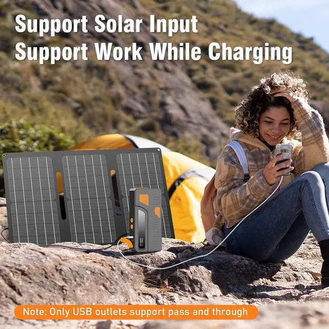 Alt view image 6 of 7 - Portable Power Bank 20,000mAh with AC Outlet and Car Jump Starter, Portable Laptop Charger with LED Light, 2 USB-A Ports, 1 DC Port for Emergency Use Home Outdoor and Camping