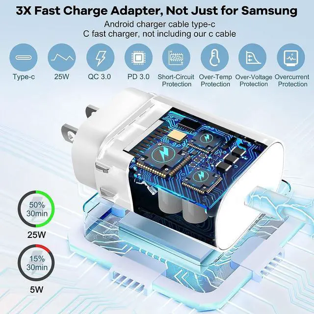 Alt view image 6 of 7 - 25W USB C Charger, 2 in 1 Watch Charger Compatible for Samsung Galaxy Watch 7/6/6 Classic/5 Pro/5/4/3/Active2/1 and Galaxy S24 Ultra/S23/22/21 Note20/10/9/Z Fold 4(4.9 ft)