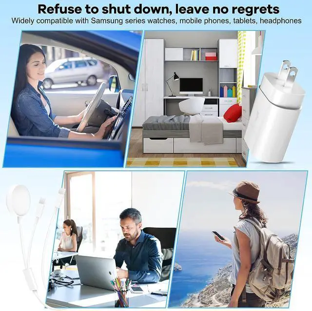 Alt view image 7 of 7 - 25W USB C Charger, 2 in 1 Watch Charger Compatible for Samsung Galaxy Watch 7/6/6 Classic/5 Pro/5/4/3/Active2/1 and Galaxy S24 Ultra/S23/22/21 Note20/10/9/Z Fold 4(4.9 ft)