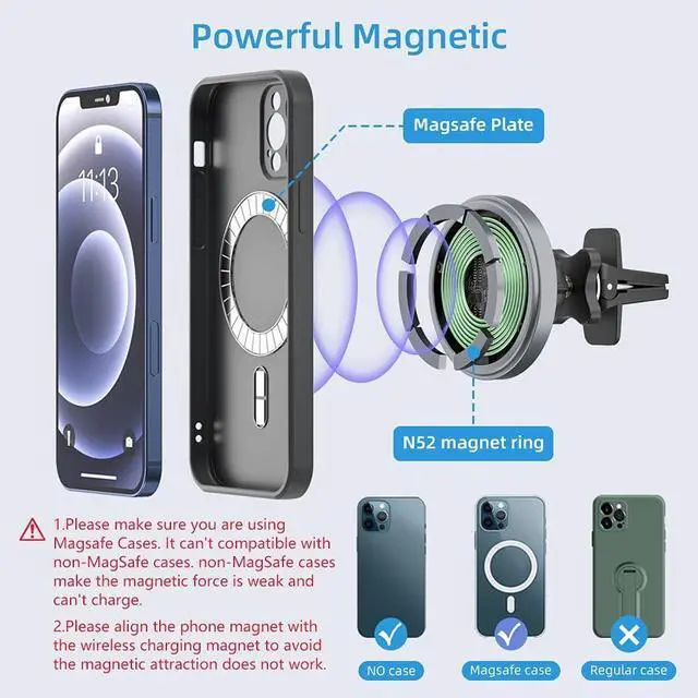Alt view image 6 of 7 - MagSafe Car Mount Charger iPhone Wireless Car Charger Stick on Dashboard Magnetic Phone Holder Mount for iPhone 16 Pro Plus Max 15 14 13 12 Series 15W Fast Charging Aluminum Shell