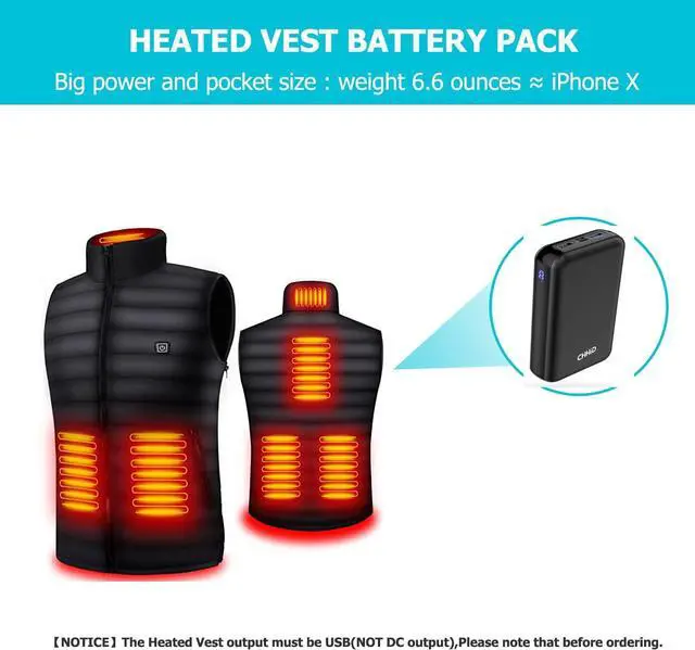 Alt view image 2 of 7 - Pocket Size Power Bank 10000mah for Heated Vest,5V 2A Heated Jacket Battery Pack,LED Display Portable Charger with Dual USB,External Battery Phone Chager for iPhone,Android etc.