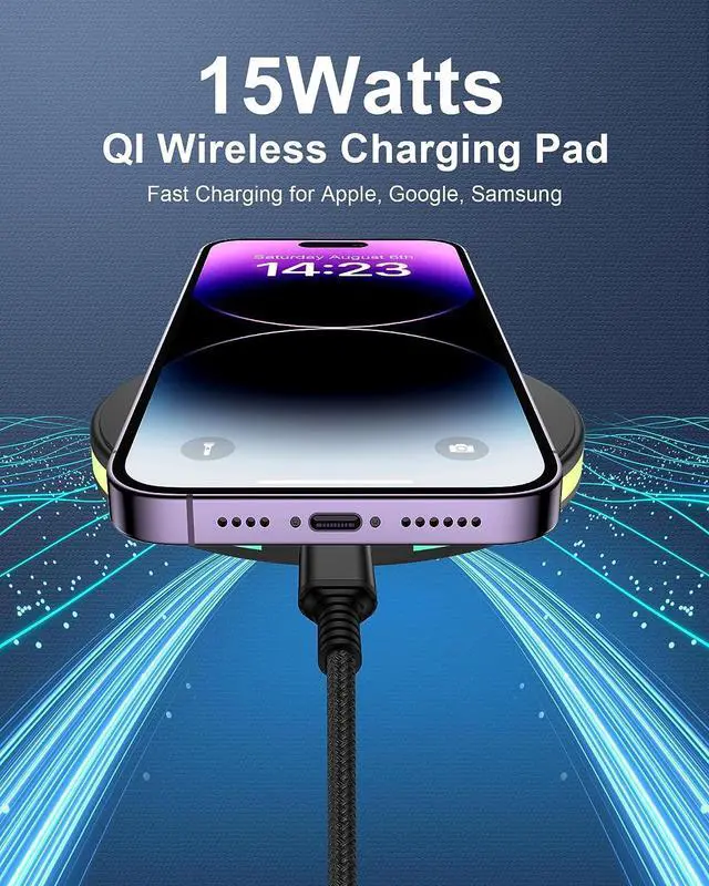 Alt view image 2 of 7 - 2Pack 15w Phone Wireless Charging Pad for Google Pixel 9 8 8 Pro 7 pro 7a 7 6 pro, QI Wireless Charger Station Cargador Inalambrico for Android Samsung Galaxy S24 S23 + S22 Ultra Apple iPhone 15 14 13