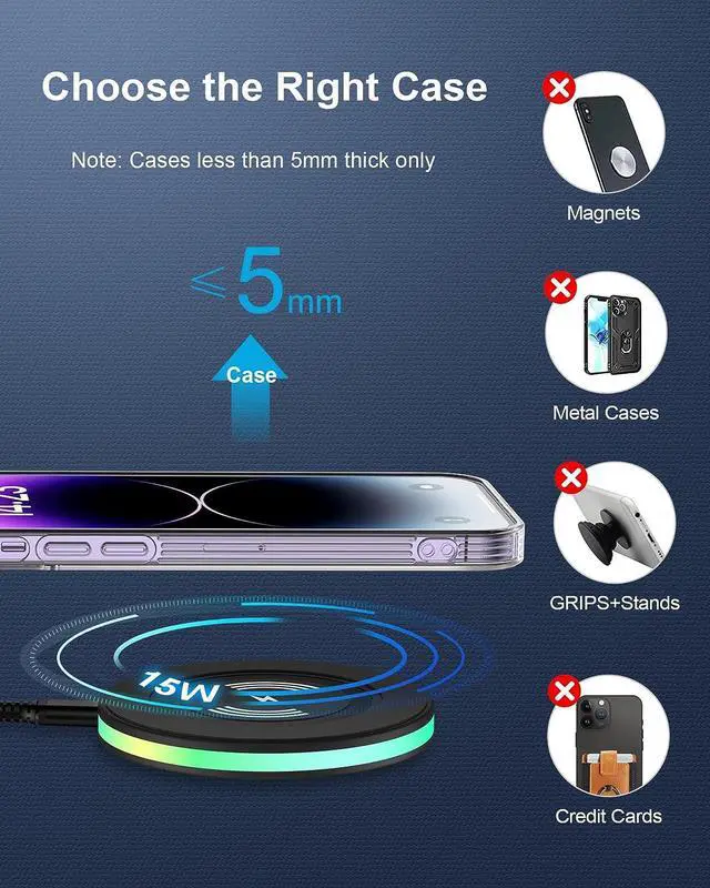 Alt view image 4 of 7 - 2Pack 15w Phone Wireless Charging Pad for Google Pixel 9 8 8 Pro 7 pro 7a 7 6 pro, QI Wireless Charger Station Cargador Inalambrico for Android Samsung Galaxy S24 S23 + S22 Ultra Apple iPhone 15 14 13