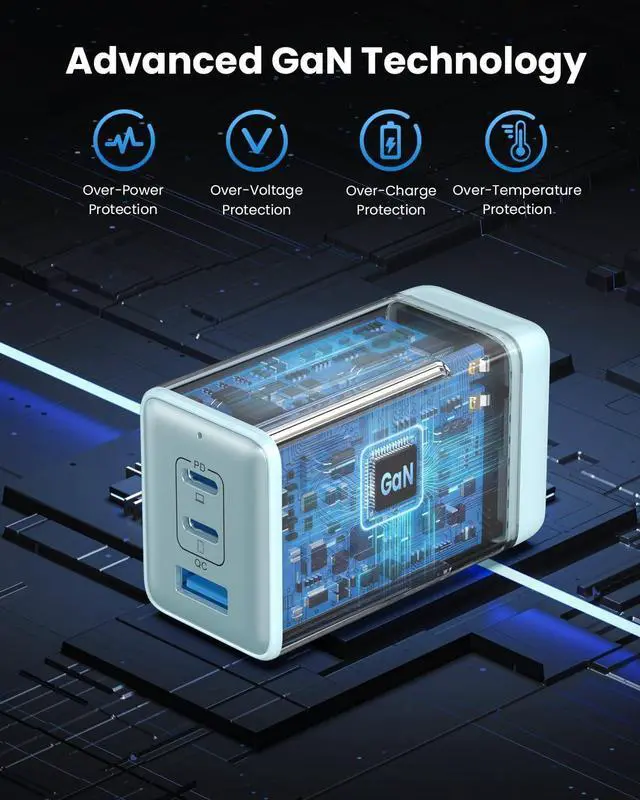 Alt view image 5 of 7 - 150W USB C Charger Block GaN III Compact Foldable Wall Charger 3 Port Fast Charging Station PD QC PPS Portable USB C Hub 100W Laptop Adapter for MacBook Pro/Air iPad iPhone 16/Pro Galaxy S24  etc