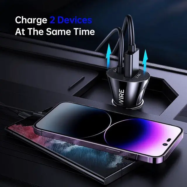 Alt view image 7 of 7 - Syncwire iPhone Car Charger - Upgrade [Apple MFi Certified] 4.8A/24W Car Charging Adapter with Built-in Coiled Lightning Cable for Apple iPhone 14/13/12/11/Xs/XS Max/XR/X/8/7/6 Plus, iPad & More