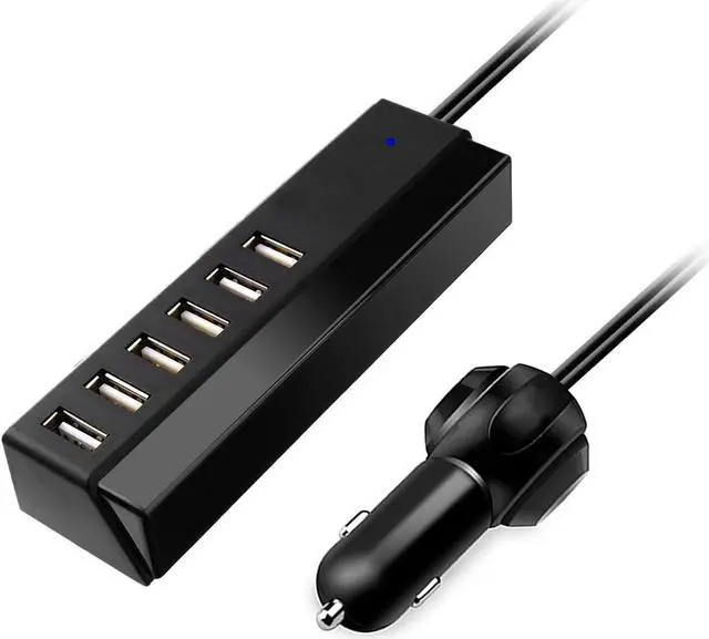 Main image of USB Car Charger, 6-Port Fast 65W Car Charger Cigarette Lighter Adapter DC with Smart Identification Compatible with iPhone, Android, Tablet and Other USB Devices