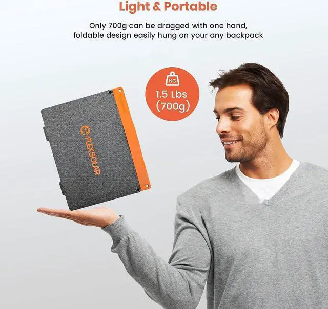 Alt view image 4 of 7 - FlexSolar 20W Portable Solar Panel, High-Efficiency Monocrystalline PV Module Power Charger with Dual USB Ports for Phones, Tablets, Power Bank, Camera and Other Off-Grid Applications