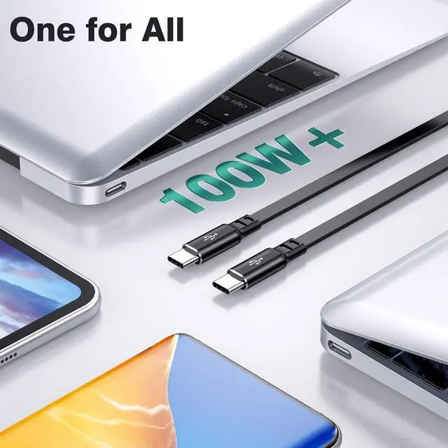 Alt view image 3 of 7 - 100W Retractable USB C to USB C Charging Cable 2Pack 4Ft Type C to USB C Charger Cable Type C Charging Cord Fast Charge for MacBook Pro 2021,iPad Pro,Galaxy S22 Ultra,Pixel,Switch,LG