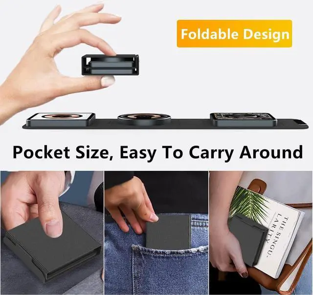 Alt view image 2 of 7 - Mag-Safe 3 in 1 Charging Station for Apple, [with 25W Adapter] Foldable Magnetic Wireless Charger, 15W Fast Charging Pad Travel Charger for Multple Devices for iPhone 15 14 13 12, Apple Watch, AirPods