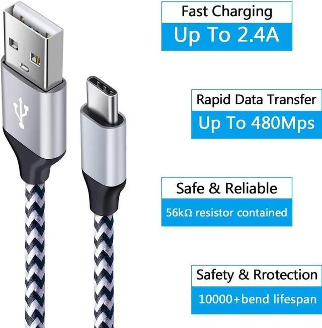 Alt view image 3 of 7 - C Charger Cable Fast Charging 5Pack 6Ft Type USB C Cords Phone Charger for Android Samsung Galaxy S21 S20 Ultra S10E S10 S8 S9 Plus Note 20 10 9 8 A01 A51 A20 A50 A11 LG k51 k92 G8 V60 Moto X4 Z3