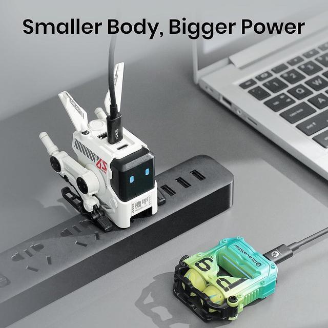 Alt view image 6 of 7 - GravaStar 65W USB C Charger, Alpha65 Robot Fast GaN Charger Block, 3-Port Fast Power Adapter, Foldable Compact Wall USB C Charger for iPhone, MacBook, iPad, Galaxy S23/S24, Steam Deck (65W, White)
