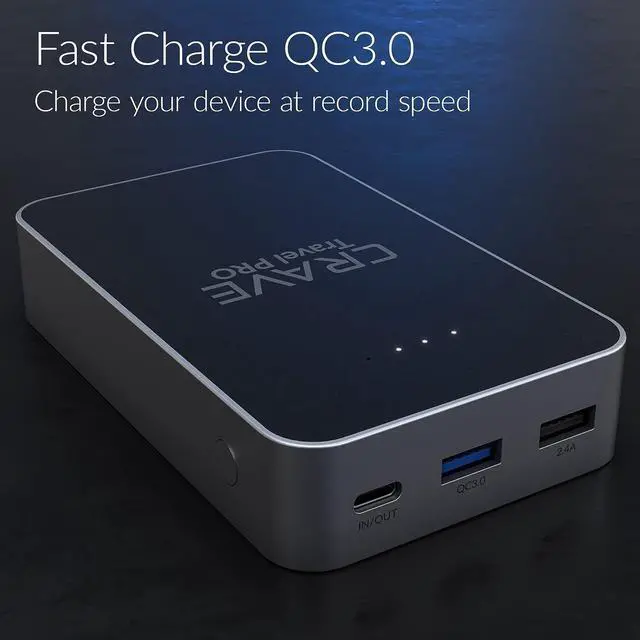 Alt view image 2 of 5 - Crave Travel PRO Power Bank with 13400 mAh [Quick Charge QC 3.0 USB + Type C with PD] Portable Battery Charger