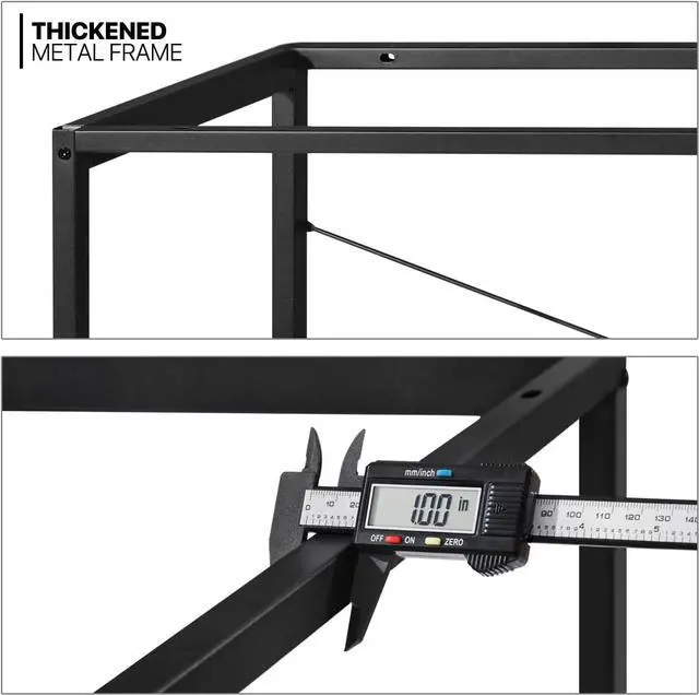 Alt view image 7 of 7 - MoNiBloom 55 Inches Large Computer Desk with Storage Bag, Study Work Writing Table w/Metal Frame for Home Office, Walnut Color