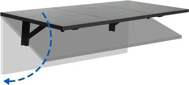 Alt view image 6 of 7 - Zytty Folding Wall Desk, Wall Desk Fold Down Wall Mounted Desk for Small Space, Floating Desk, Black, 35.4 x 15.8 inch