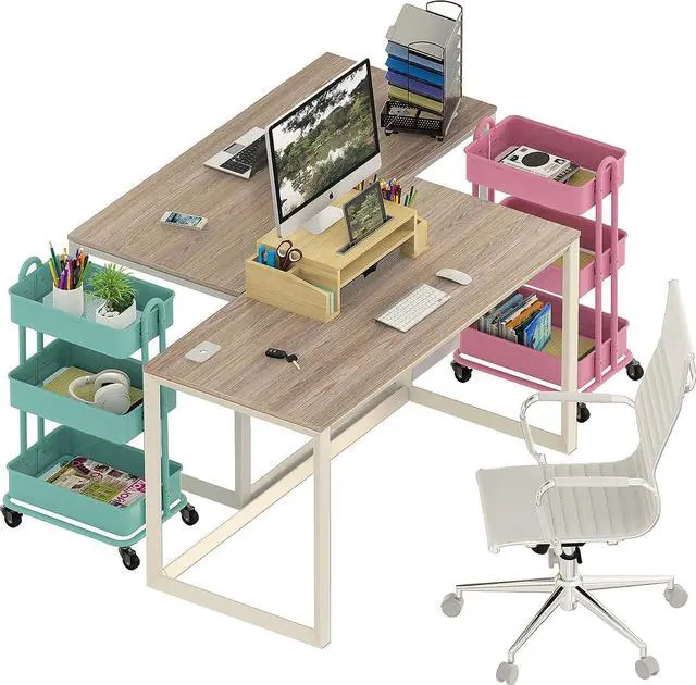 Alt view image 6 of 7 - SHW 48" Triangle-Leg Home Office Computer Desk, Oak