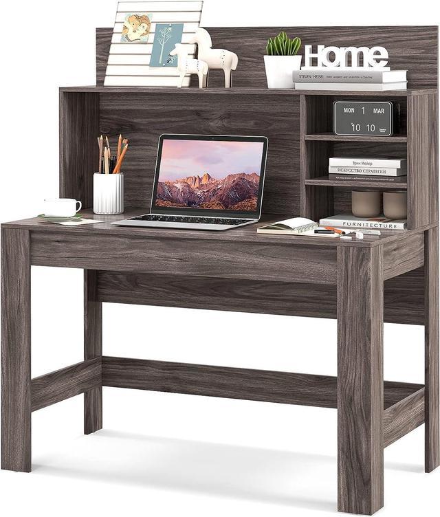 Tangkula White Desk with Storage Drawer & Shelves, Compact Desk for Small  Space, Modern Wooden Study Desk Writing Desk with Storage Drawer 