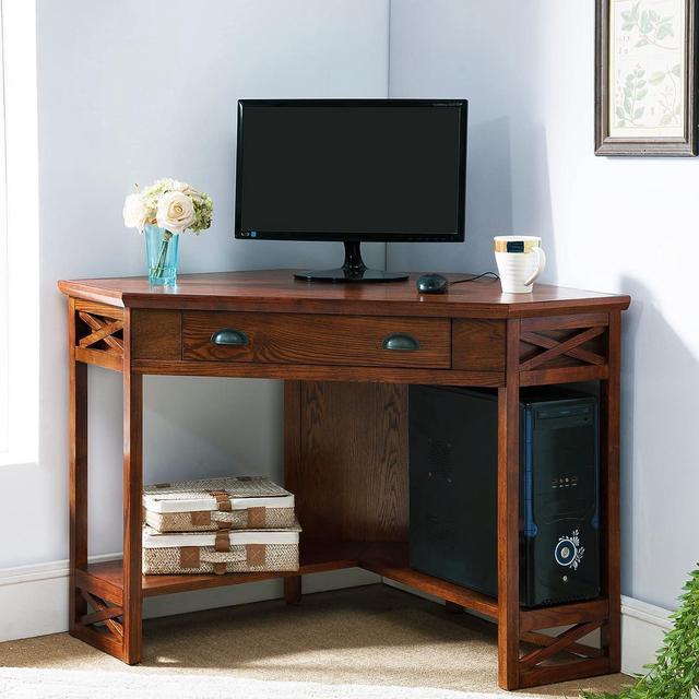 Leick Home Corner Computer and Writing Desk Oak Finish Newegg