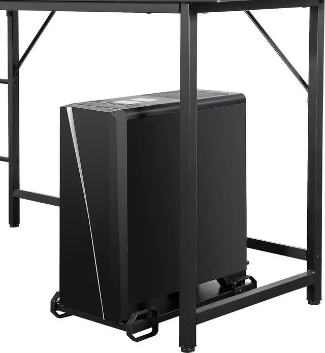 Alt view image 7 of 7 - SUPER DEAL 66" L Shaped Gaming Corner Computer Desk with CPU Stand and Foot Rest Bar, PC Laptop Study Table Workstation Gaming Desk for Home Office, Black