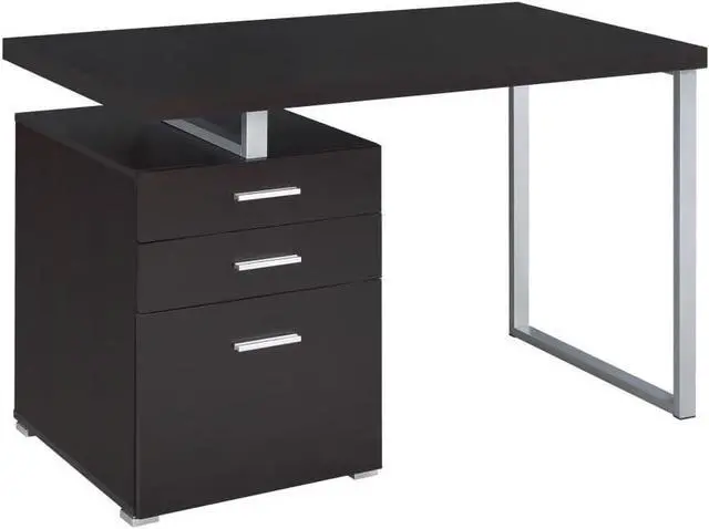 Main image of COASTER Furniture Brennan Modern 3 Drawer Home Office Writing Computer Desk Silver Metal Frame Cappuccino Brown Silver 800519