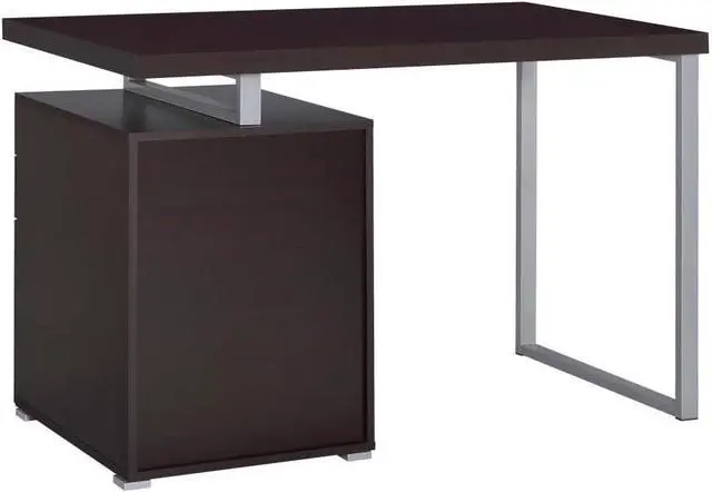 Alt view image 6 of 6 - COASTER Furniture Brennan Modern 3 Drawer Home Office Writing Computer Desk Silver Metal Frame Cappuccino Brown Silver 800519